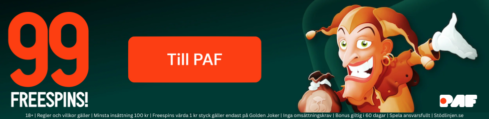 PAF 99 free spins i insättningsbonus