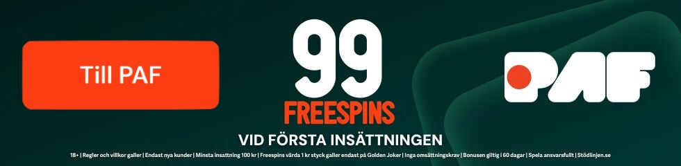 PAF 99 free spins utan omsättningskrav